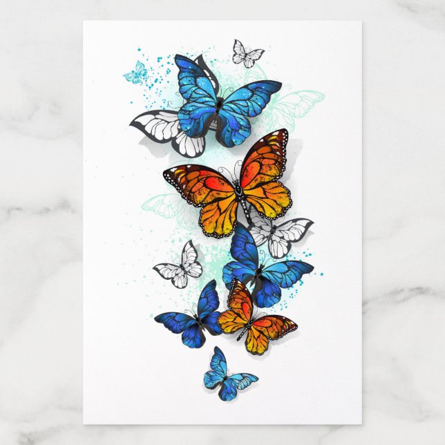 Flying Butterflies Morpho and Monarch Envelope Liner (Design)