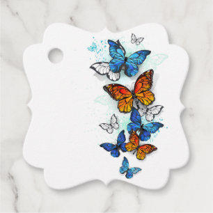 Flying Butterflies Morpho and Monarch Favor Tags