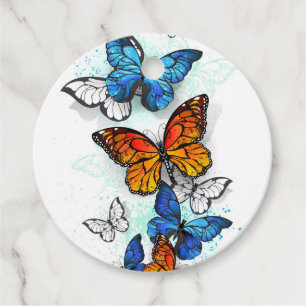 Flying Butterflies Morpho and Monarch Favor Tags