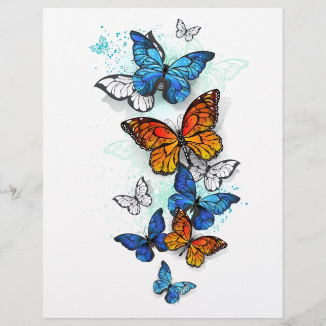Flying Butterflies Morpho and Monarch Flyer (Front)