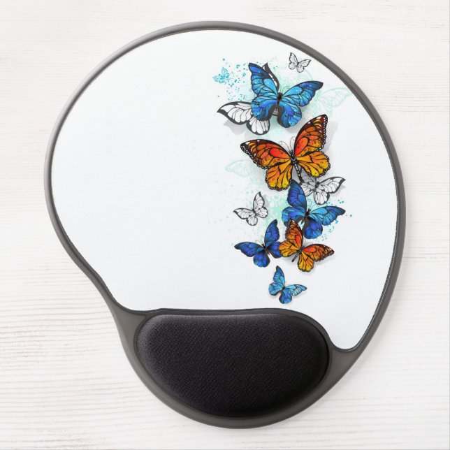 Flying Butterflies Morpho and Monarch Gel Mouse Pad (Front)