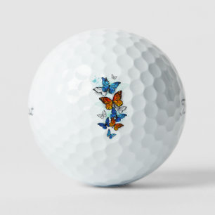 Flying Butterflies Morpho and Monarch Golf Balls