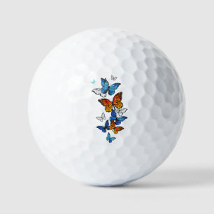 Flying Butterflies Morpho and Monarch Golf Balls