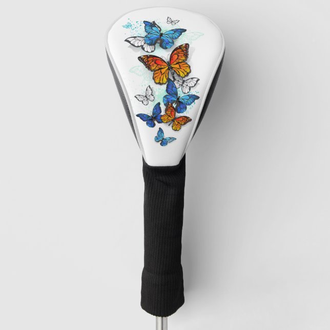 Flying Butterflies Morpho and Monarch Golf Head Cover (Front)