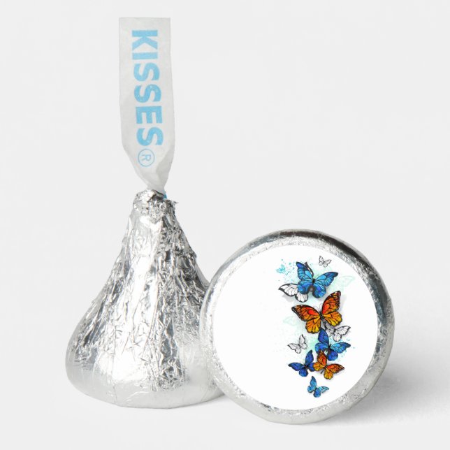 Flying Butterflies Morpho and Monarch Hershey®'s Kisses® (Front)