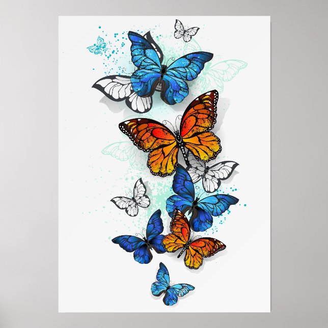 Flying Butterflies Morpho and Monarch Holder (Front)