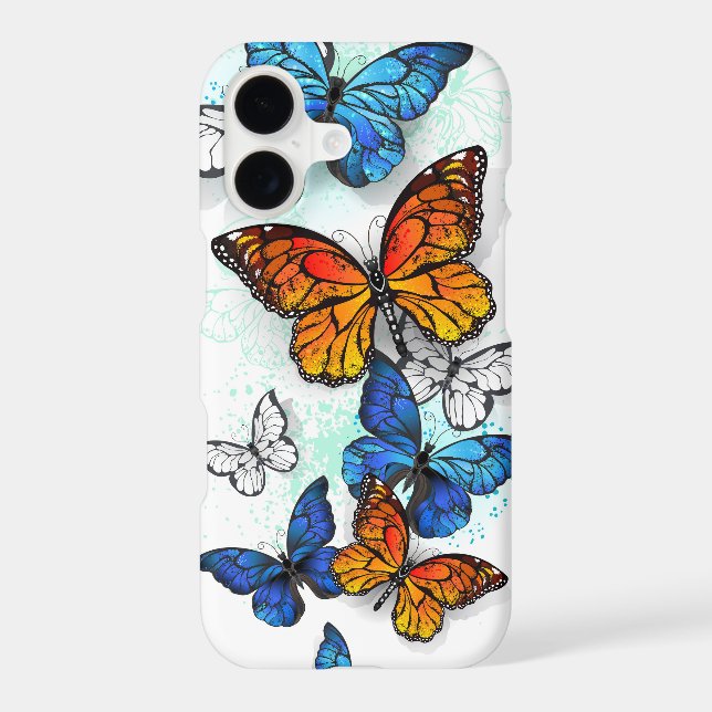 Flying Butterflies Morpho and Monarch iPhone Case (Back)
