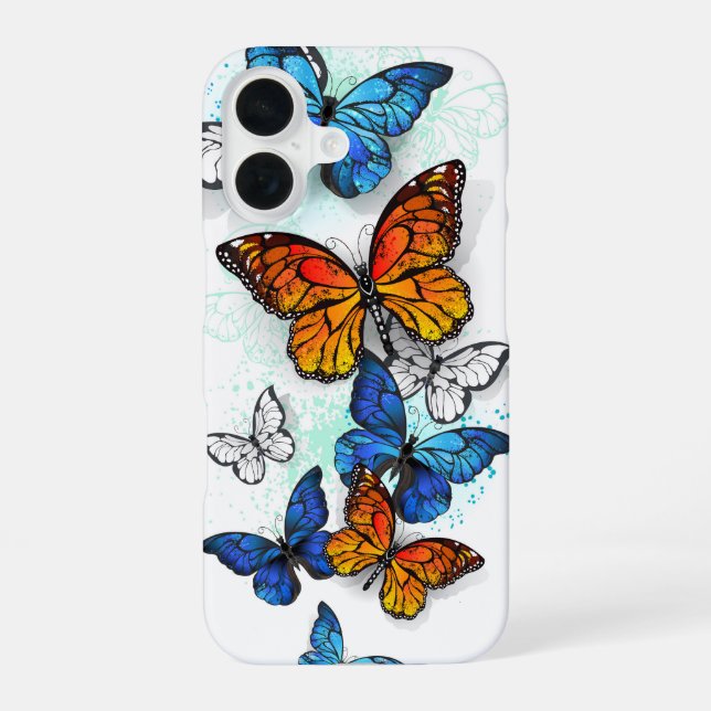 Flying Butterflies Morpho and Monarch iPhone Case (Back)