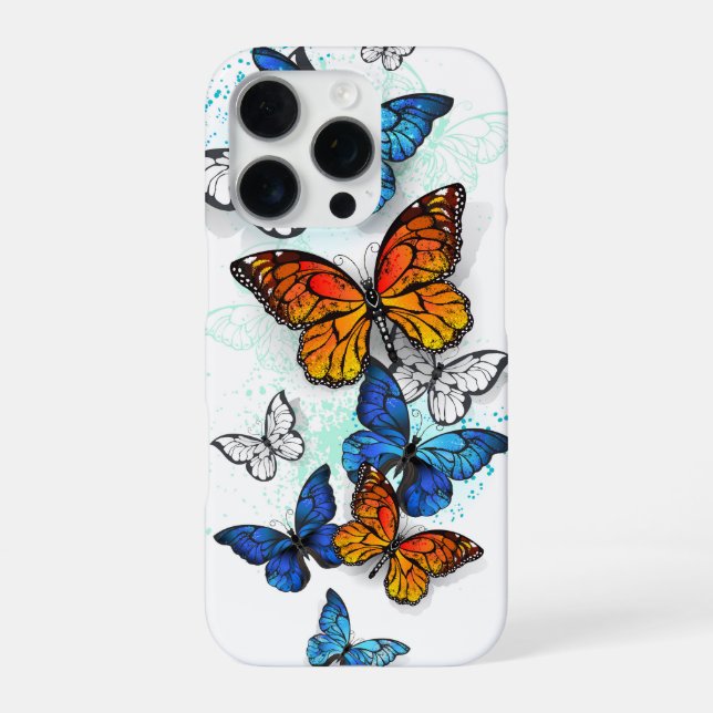 Flying Butterflies Morpho and Monarch iPhone Case (Back)
