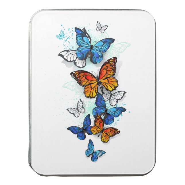 Flying Butterflies Morpho and Monarch Jigsaw Puzzle (Lid Vertical)