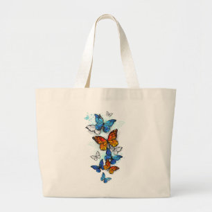 Flying Butterflies Morpho and Monarch Large Tote Bag