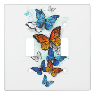 Flying Butterflies Morpho and Monarch Light Switch Cover