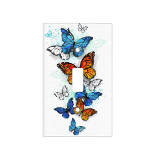 Flying Butterflies Morpho and Monarch Light Switch Cover