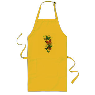 Flying Butterflies Morpho and Monarch Long Apron