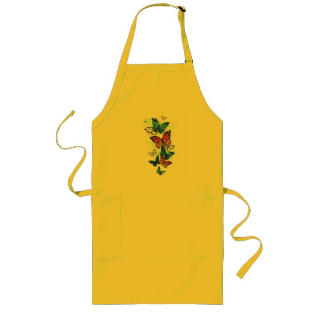 Flying Butterflies Morpho and Monarch Long Apron (Front)