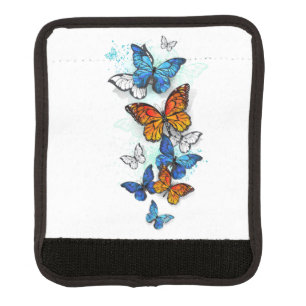 Flying Butterflies Morpho and Monarch Luggage Handle Wrap