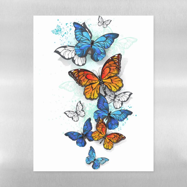 Flying Butterflies Morpho and Monarch Magnetic Dry Erase Sheet (Vertical)