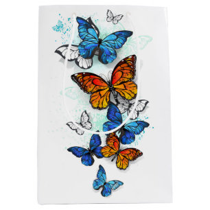 Flying Butterflies Morpho and Monarch Medium Gift Bag