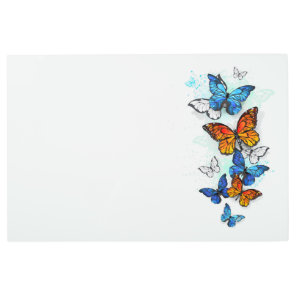 Flying Butterflies Morpho and Monarch Metal Print