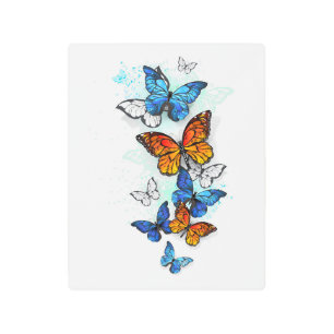 Flying Butterflies Morpho and Monarch Metal Print