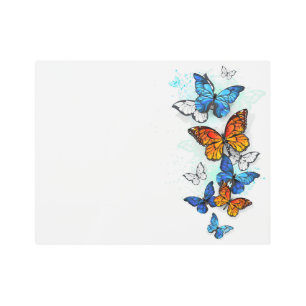 Flying Butterflies Morpho and Monarch Metal Print