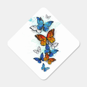 Flying Butterflies Morpho and Monarch Metal Sign