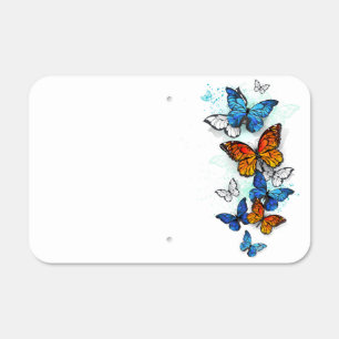 Flying Butterflies Morpho and Monarch Metal Sign