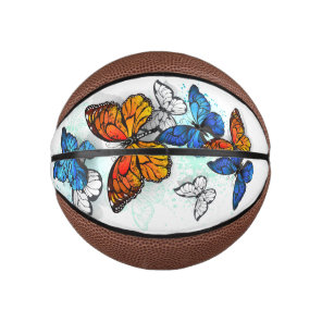 Flying Butterflies Morpho and Monarch Mini Basketball