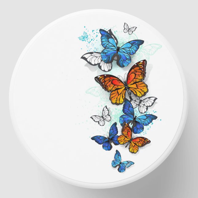 Flying Butterflies Morpho and Monarch Mini Candle Favors (Front)