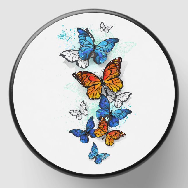 Flying Butterflies Morpho and Monarch Mini Candle Favors (Front)