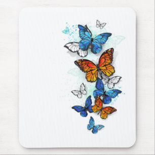Flying Butterflies Morpho and Monarch Mouse Pad