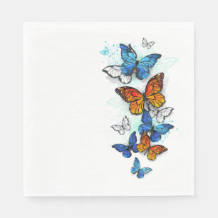 Flying Butterflies Morpho and Monarch Napkins
