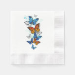 Flying Butterflies Morpho and Monarch Napkins