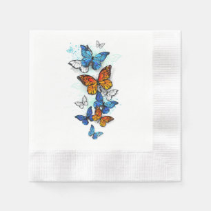 Flying Butterflies Morpho and Monarch Napkins