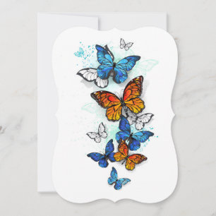 Flying Butterflies Morpho and Monarch Note Card