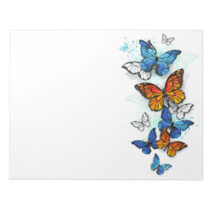 Flying Butterflies Morpho and Monarch Notepad