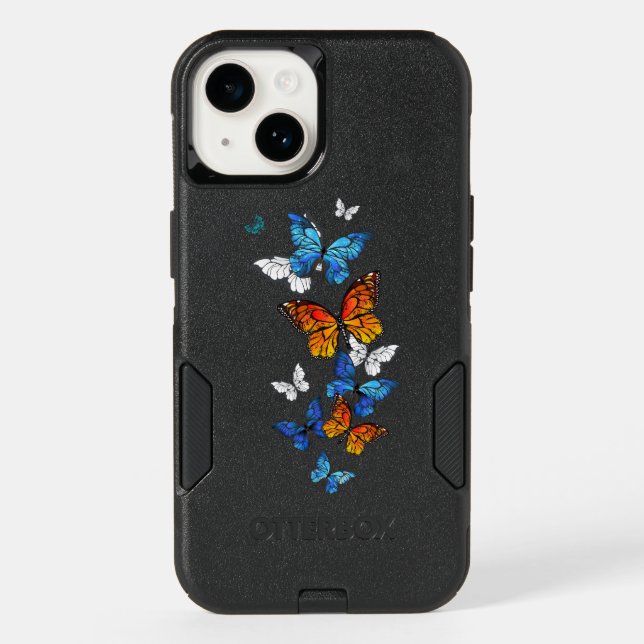 Flying Butterflies Morpho and Monarch Otterbox iPhone Case (Back)