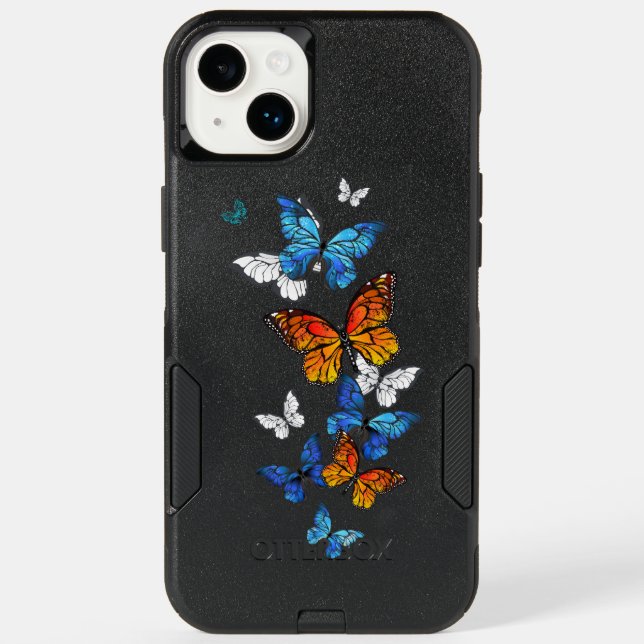 Flying Butterflies Morpho and Monarch Otterbox iPhone Case (Back)
