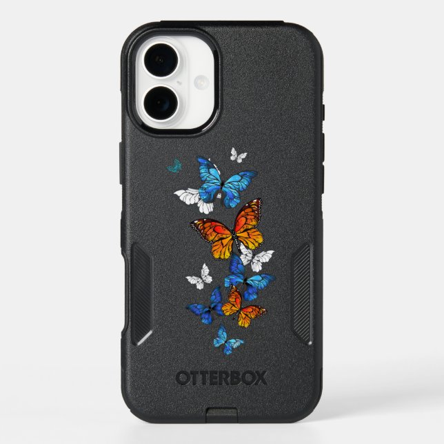 Flying Butterflies Morpho and Monarch Otterbox iPhone Case (Back)
