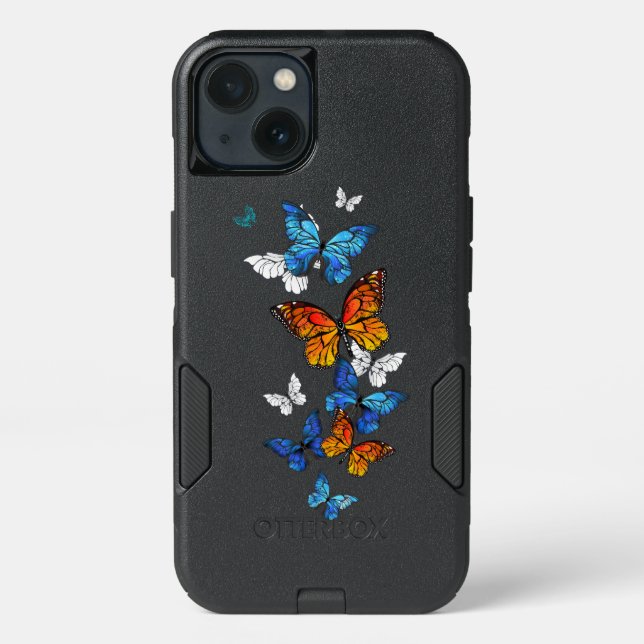 Flying Butterflies Morpho and Monarch Otterbox iPhone Case (Back)