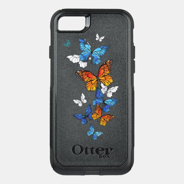 Flying Butterflies Morpho and Monarch Otterbox iPhone Case (Back)