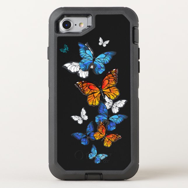 Flying Butterflies Morpho and Monarch Otterbox iPhone Case (Back)