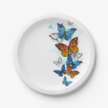 Flying Butterflies Morpho and Monarch Paper Plates