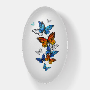 Flying Butterflies Morpho and Monarch Paperweight