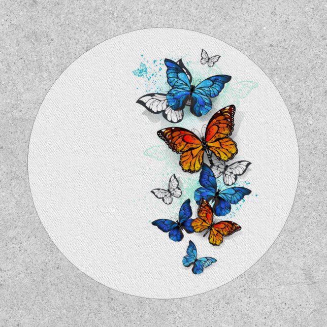 Flying Butterflies Morpho and Monarch Patch (Front)
