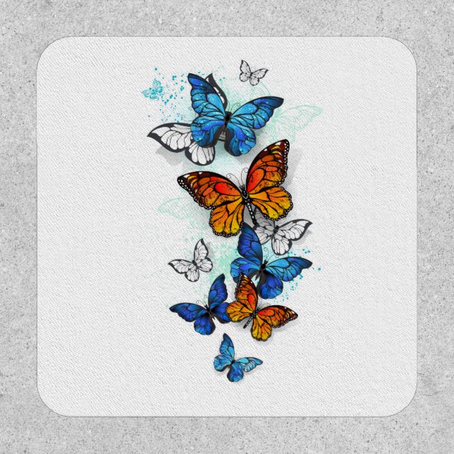 Flying Butterflies Morpho and Monarch Patch (Front)