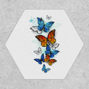 Flying Butterflies Morpho and Monarch Patch