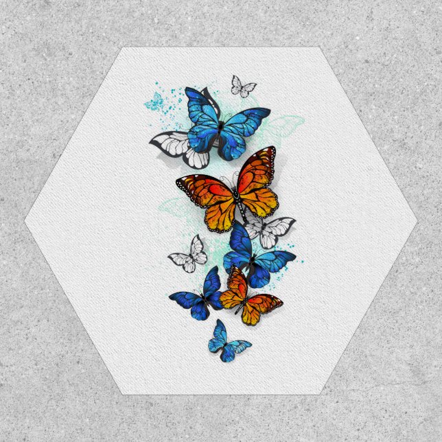 Flying Butterflies Morpho and Monarch Patch (Front)