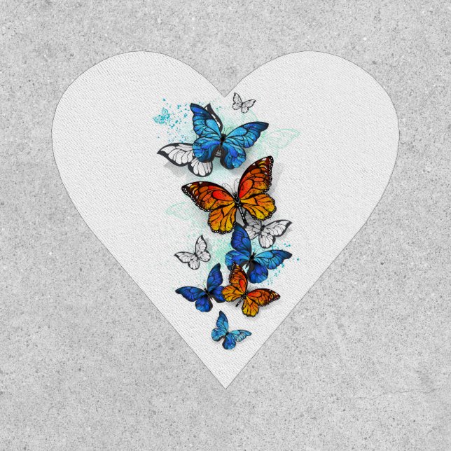 Flying Butterflies Morpho and Monarch Patch (Front)