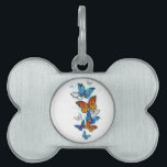 Flying Butterflies Morpho and Monarch Pet ID Tag<br><div class="desc">Flying,  bright,  blue butterfly morpho and orange monarch butterfly on a white background. Morpho. Monarch butterfly. Design with butterflies.</div>